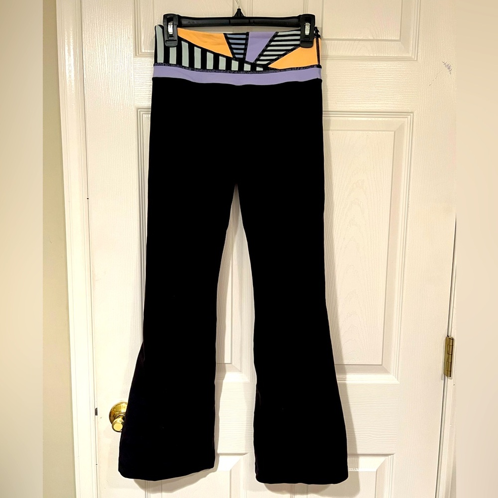 lululemon athletica Black Flare Pants with Geometric Waistband